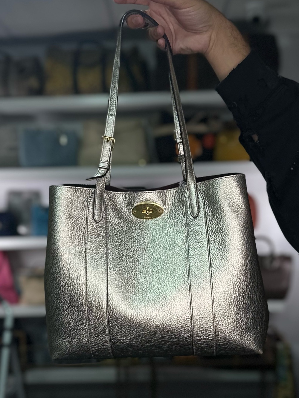 Mulberry Metallic Turnlock Tote